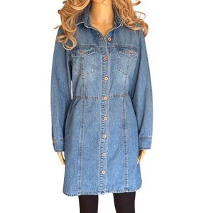 FRYE NWOT Women’s Denim Button Front Dress, Chest & Side Pockets 😍